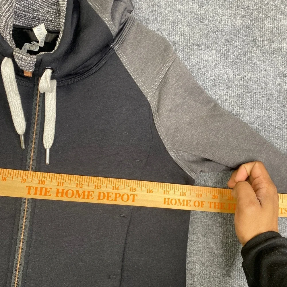 Lululemon Scuba Full Zip Hoodie Black Grey Colorblock Thumbholes Size 8